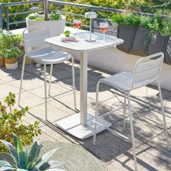 Ensemble table haute de jardin carrée + 2 chaises hautes ALEGORIA Argile