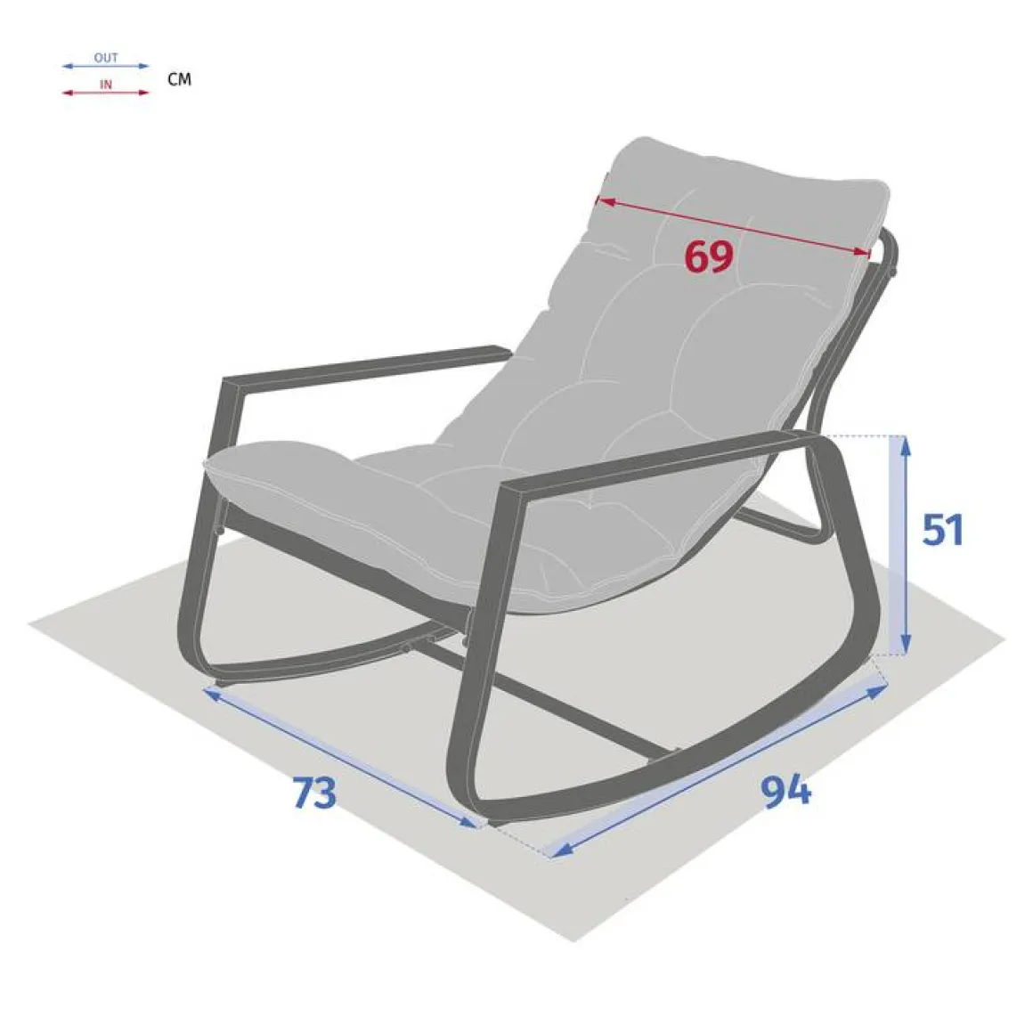Fauteuil à bascule FELINIO Gris