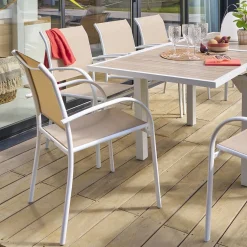 Fauteuil de jardin empilable PIAZZA Lin & Blanc