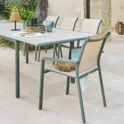 Fauteuil de jardin empilable ESSENTIA Lin / Vert laurier