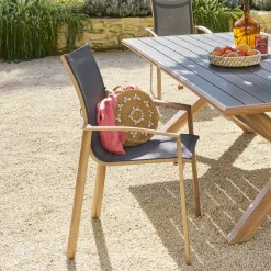 Fauteuil de jardin empilable AXANT Gris poivre / Honey