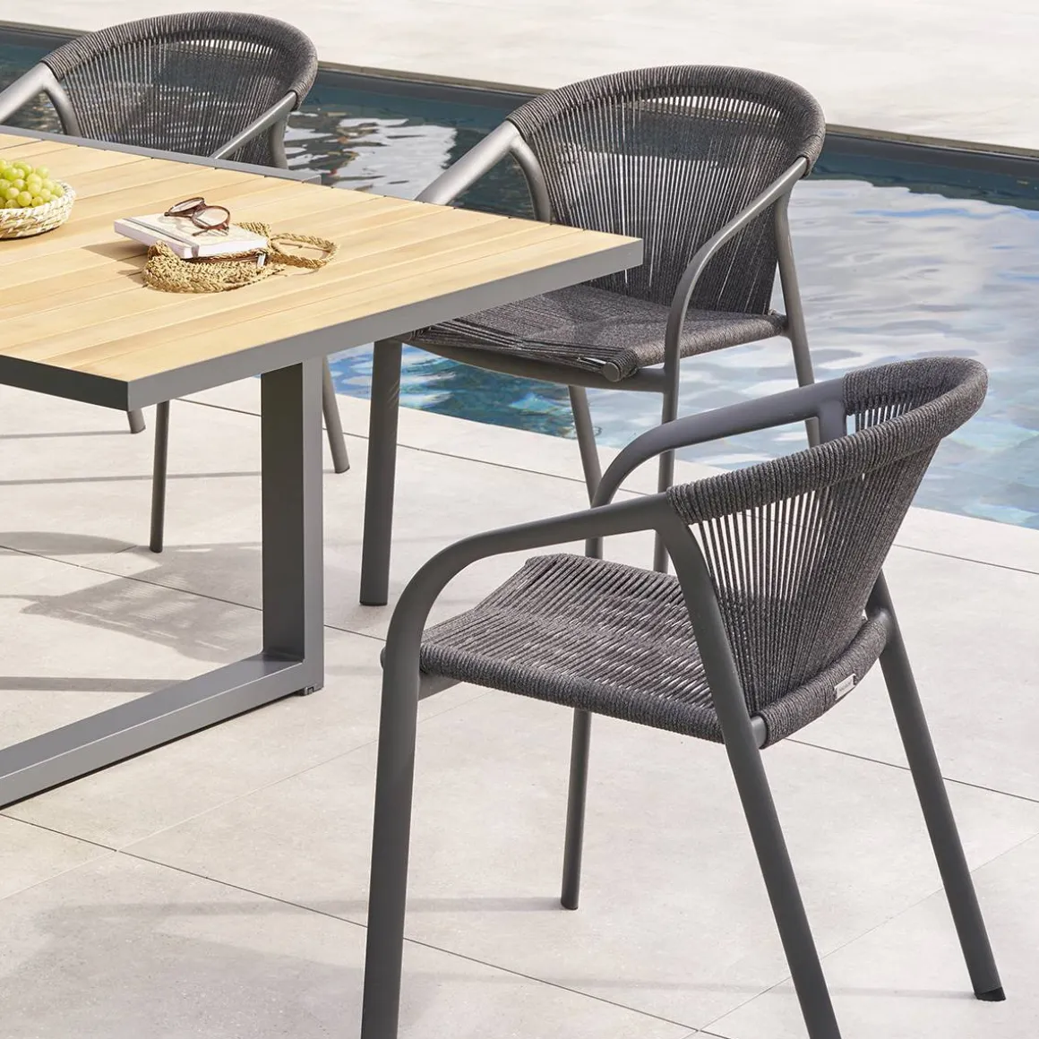 Fauteuil de jardin empilable RIU Anthracite & Graphite