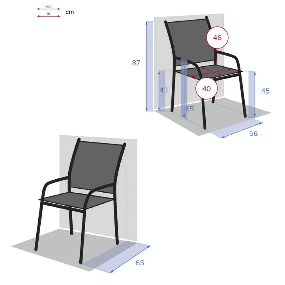 Fauteuil de jardin empilable PIAZZA Ambre & Graphite