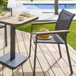 Fauteuil de jardin empilable ESSENTIA Anthracite, Graphite & Acacia