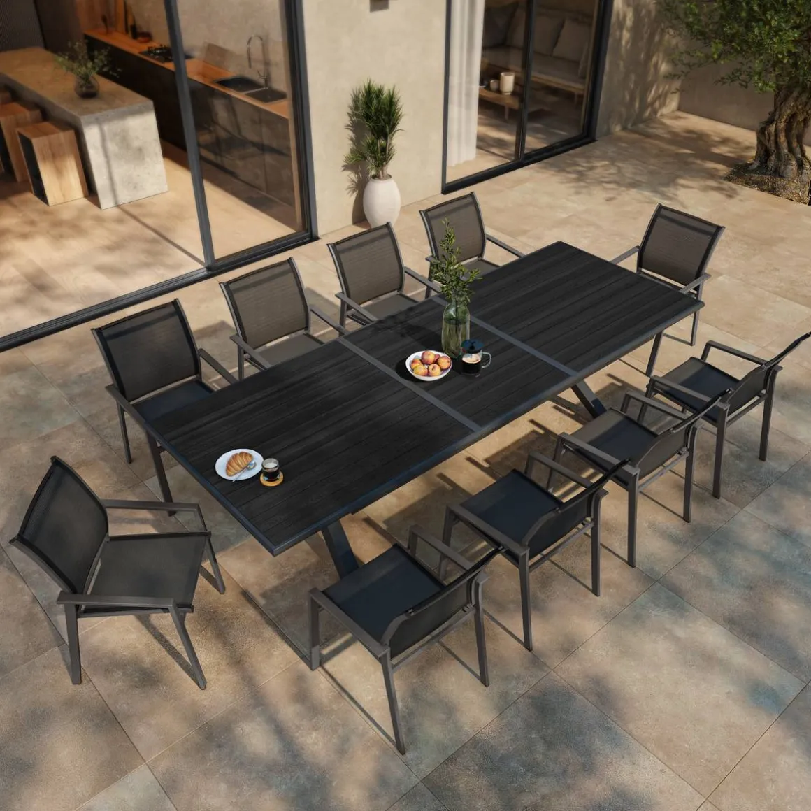 Fauteuil de jardin empilable ESSENTIA Anthracite / Graphite