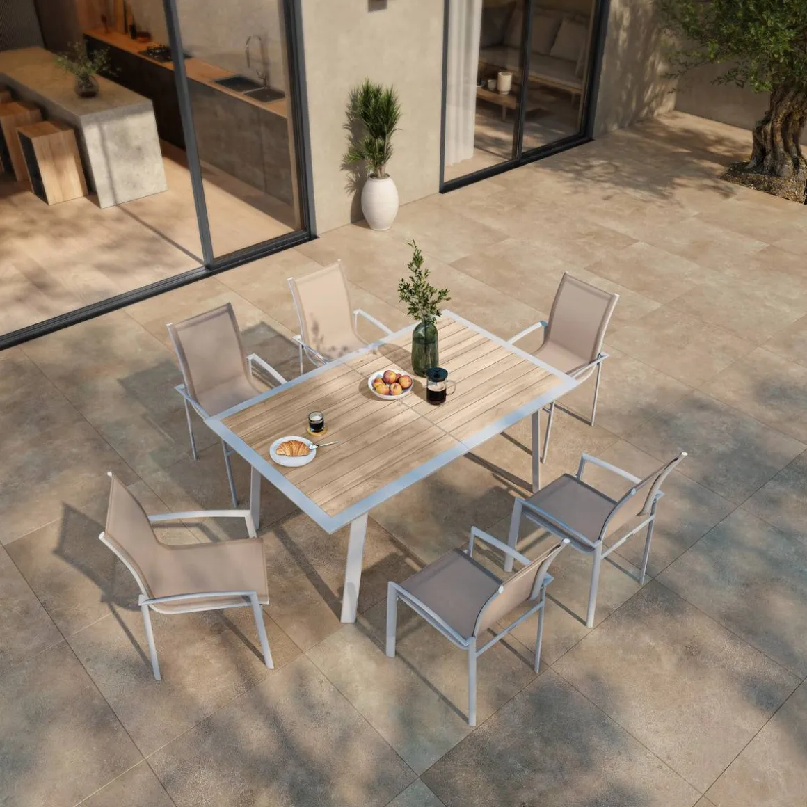 Fauteuil de jardin empilable AXANT Lin / Blanc