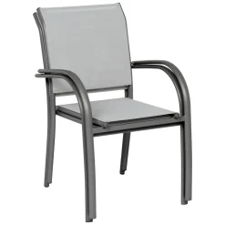 Fauteuil de jardin empilable PIAZZA Galet & Graphite