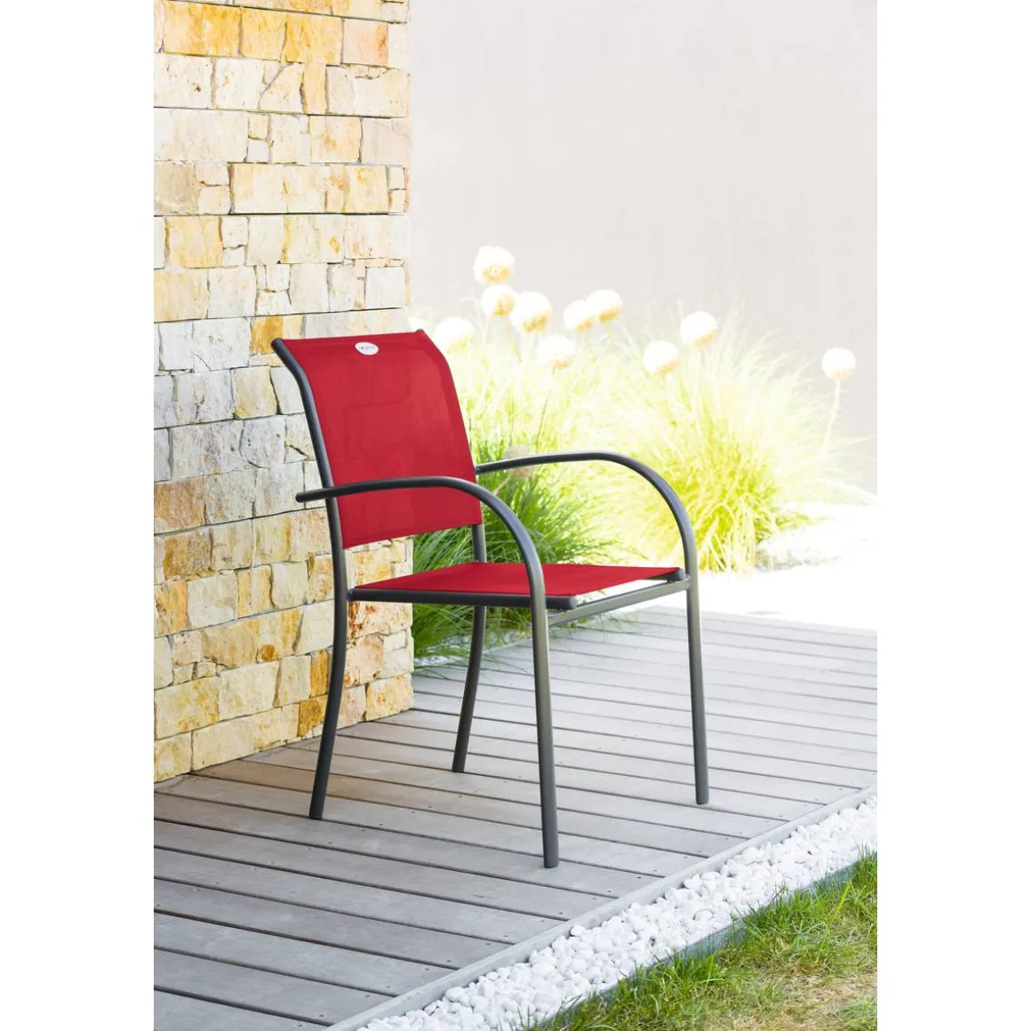 Fauteuil de jardin empilable PIAZZA Grenade & Graphite