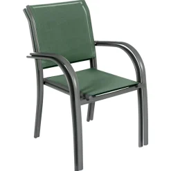 Fauteuil de jardin empilable PIAZZA Vert olive & Graphite