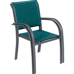 Fauteuil de jardin empilable PIAZZA Bleu canard & Graphite