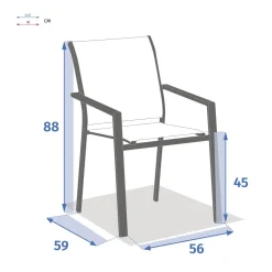 Fauteuil de jardin empilable ESSENTIA Lin, Blanc & Acacia