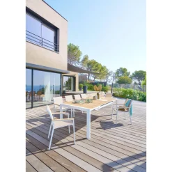 Fauteuil de jardin empilable ESSENTIA Lin, Blanc & Acacia