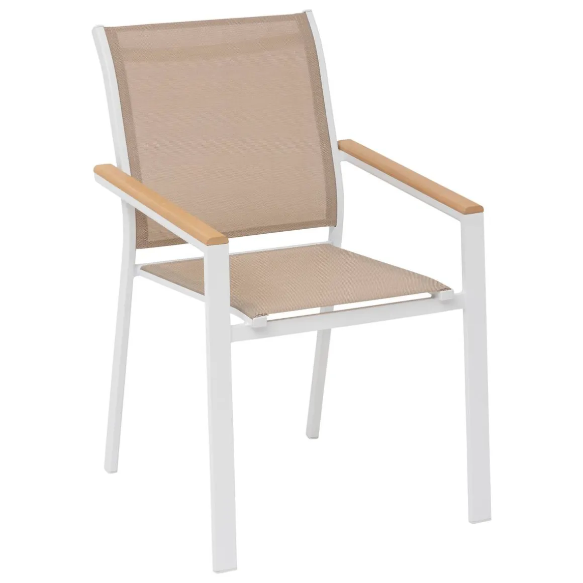 Fauteuil de jardin empilable ESSENTIA Lin, Blanc & Acacia