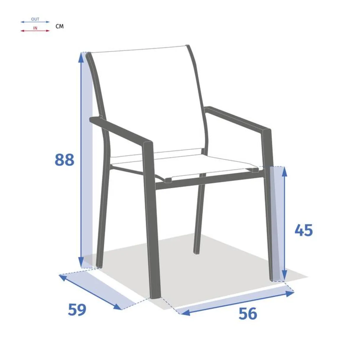 Fauteuil de jardin empilable ESSENTIA Lin, Blanc & Acacia