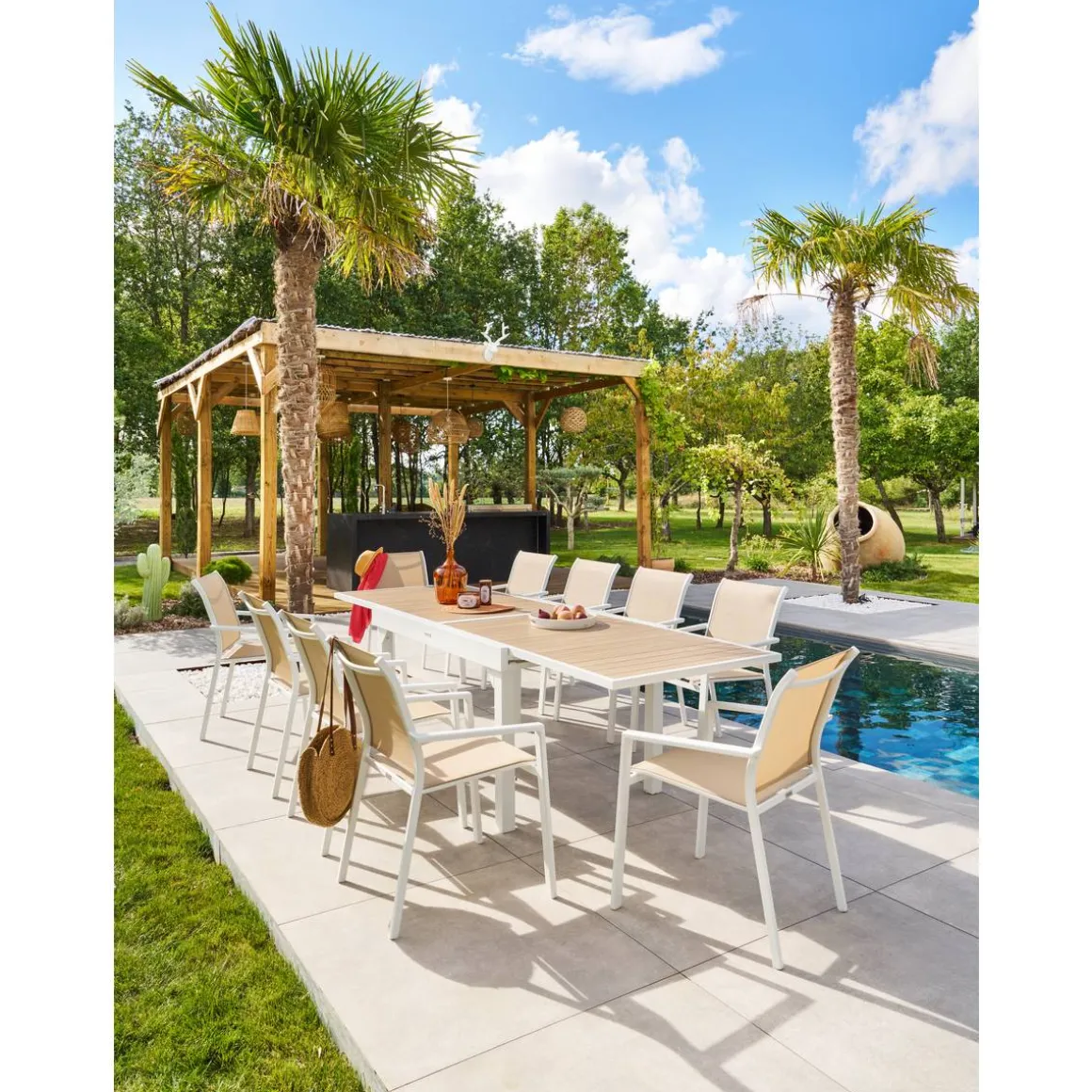 Fauteuil de jardin empilable ESSENTIA Lin / Blanc