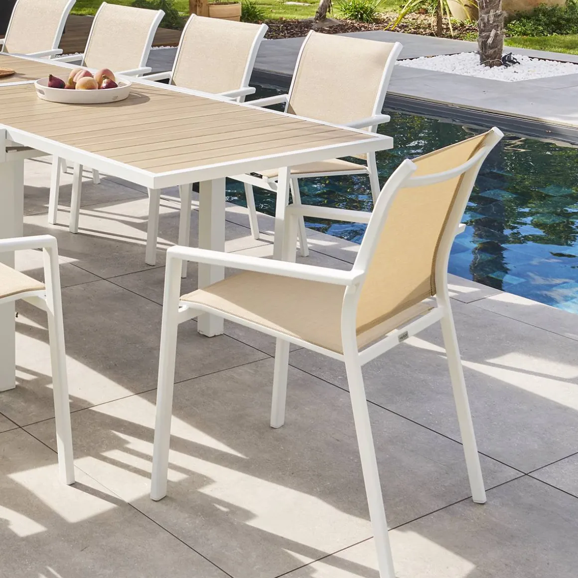 Fauteuil de jardin empilable ESSENTIA Lin / Blanc