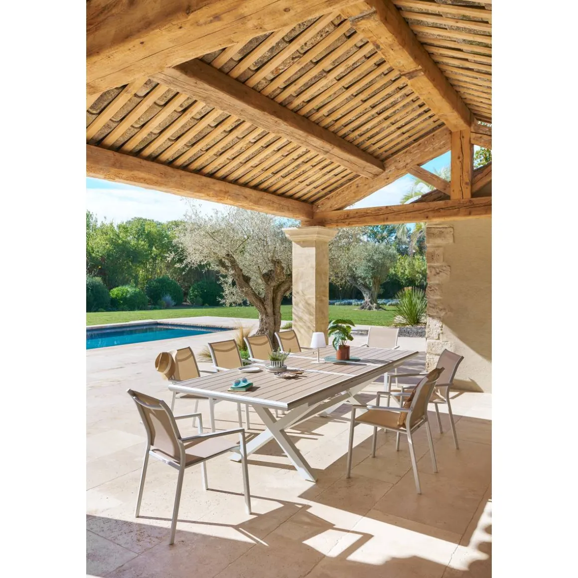 Fauteuil de jardin empilable ESSENTIA Lin / Blanc