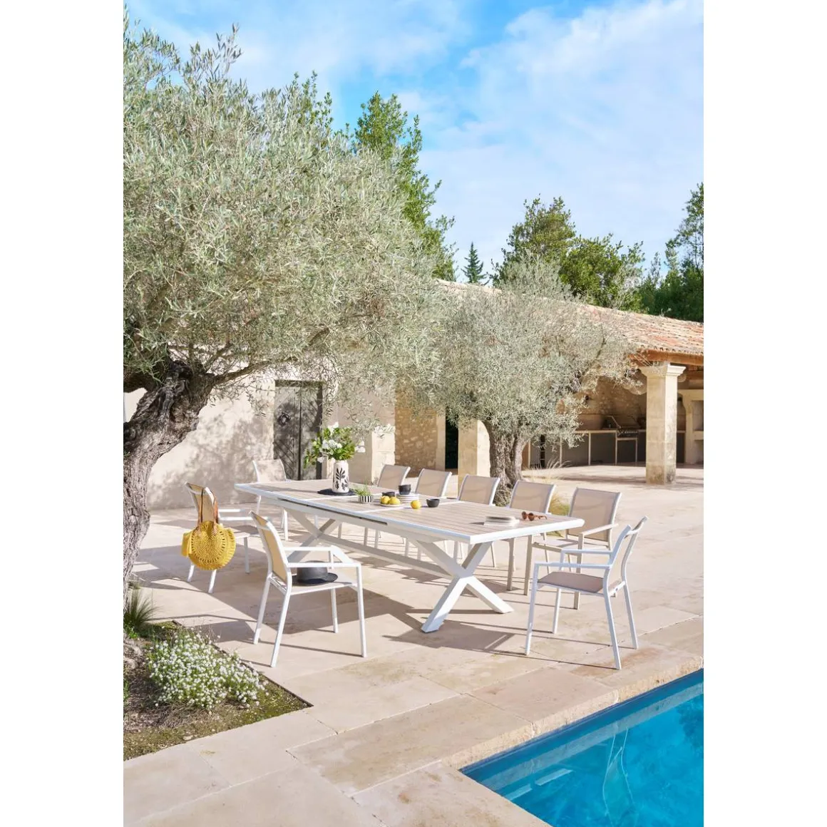 Fauteuil de jardin empilable ESSENTIA Lin / Blanc