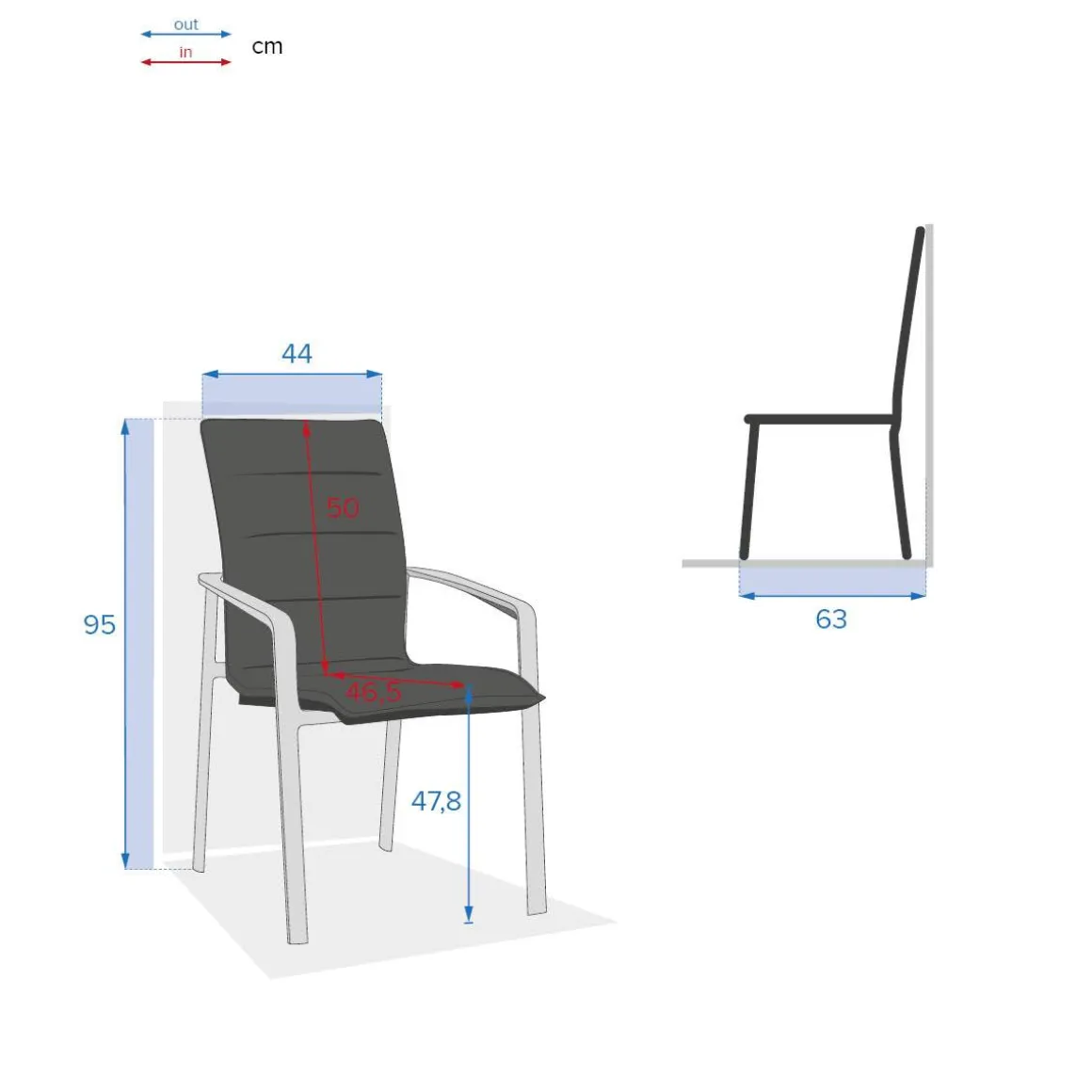 Fauteuil de jardin empilable DIESE Anthracite & Graphite