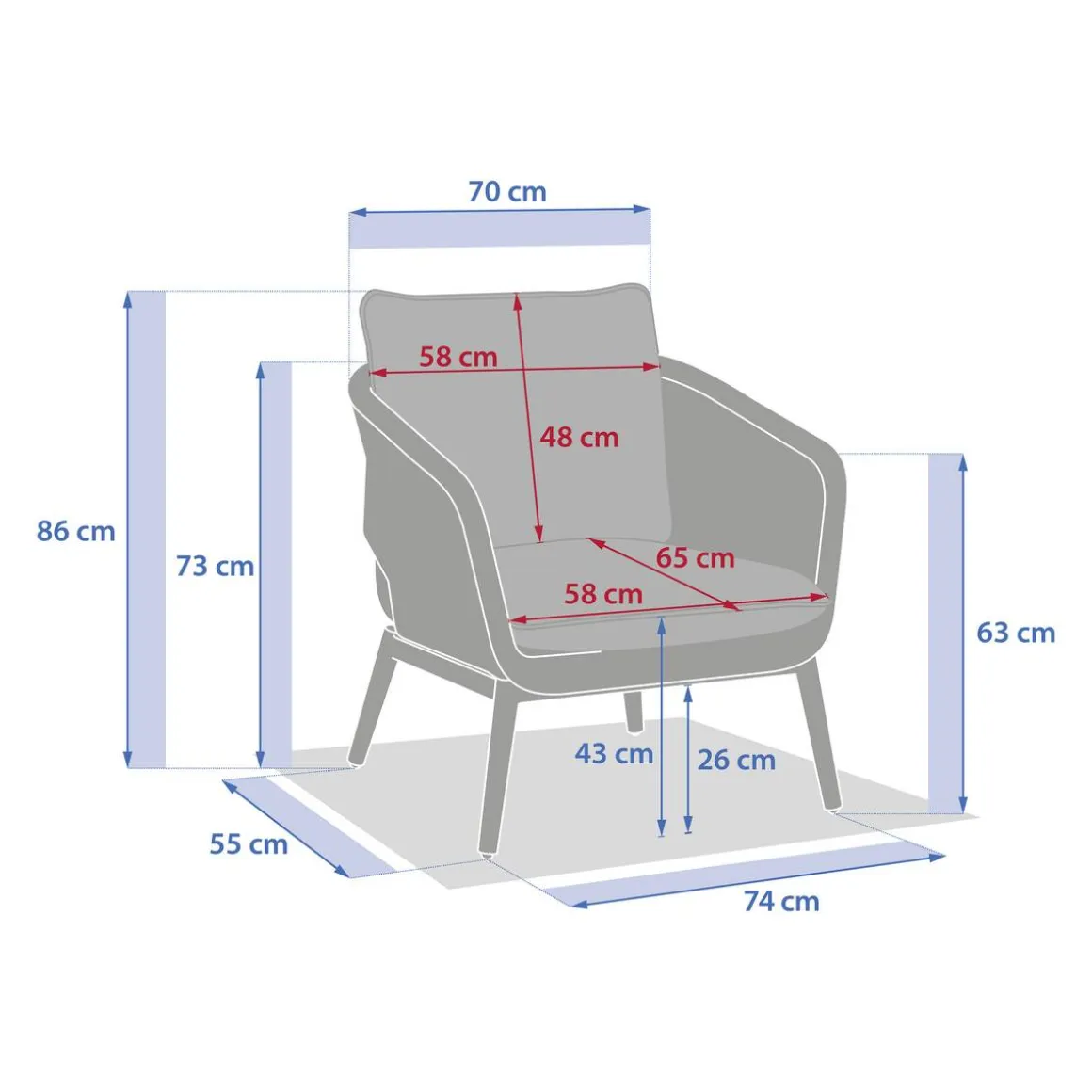 Fauteuil de jardin ORISSA Gris