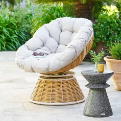 Fauteuil de jardin rotatif NYMELY Beige