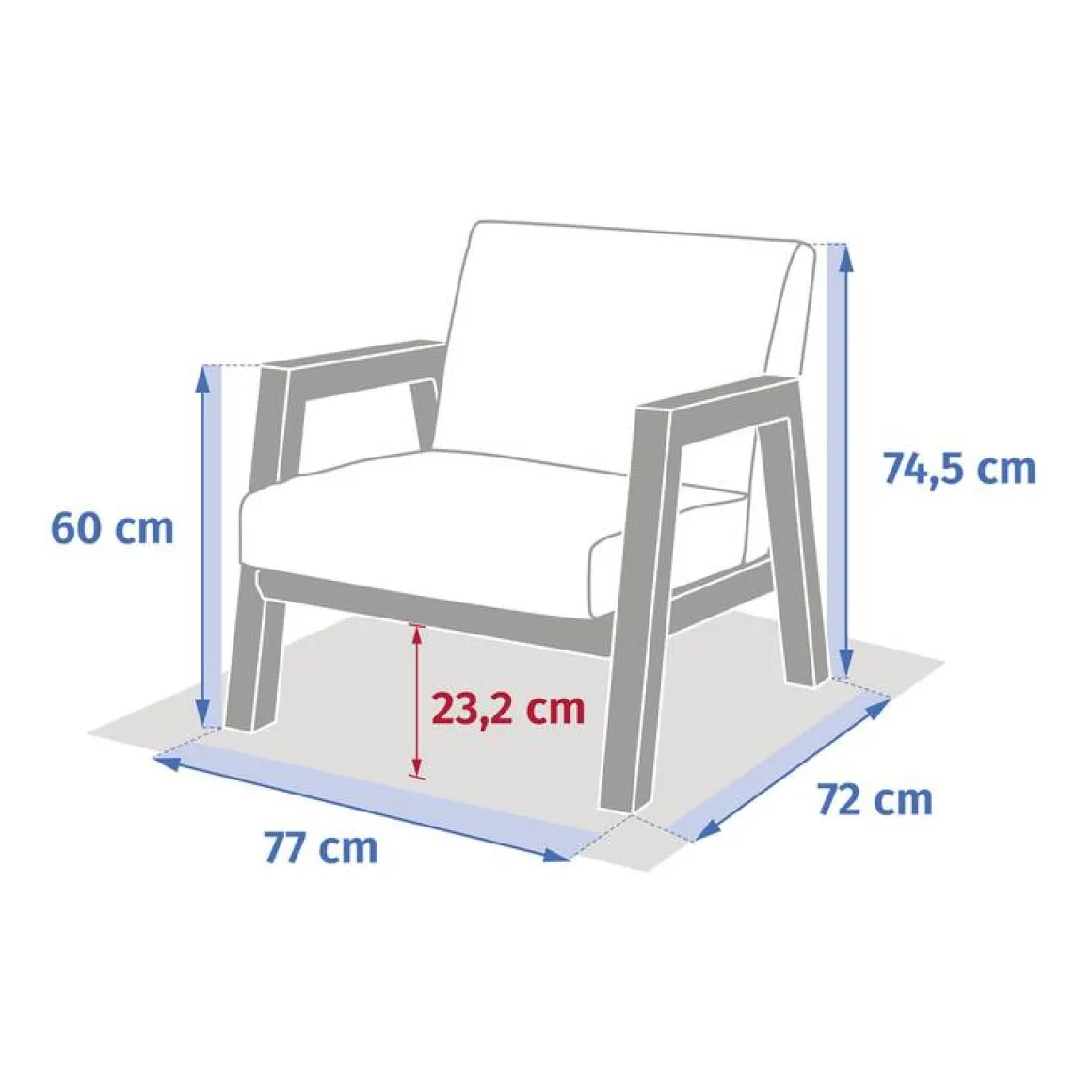 Fauteuil de salon de jardin AXIOME Argile