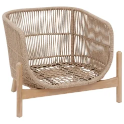 Fauteuil de salon de jardin DEONA Taupe & Acacia