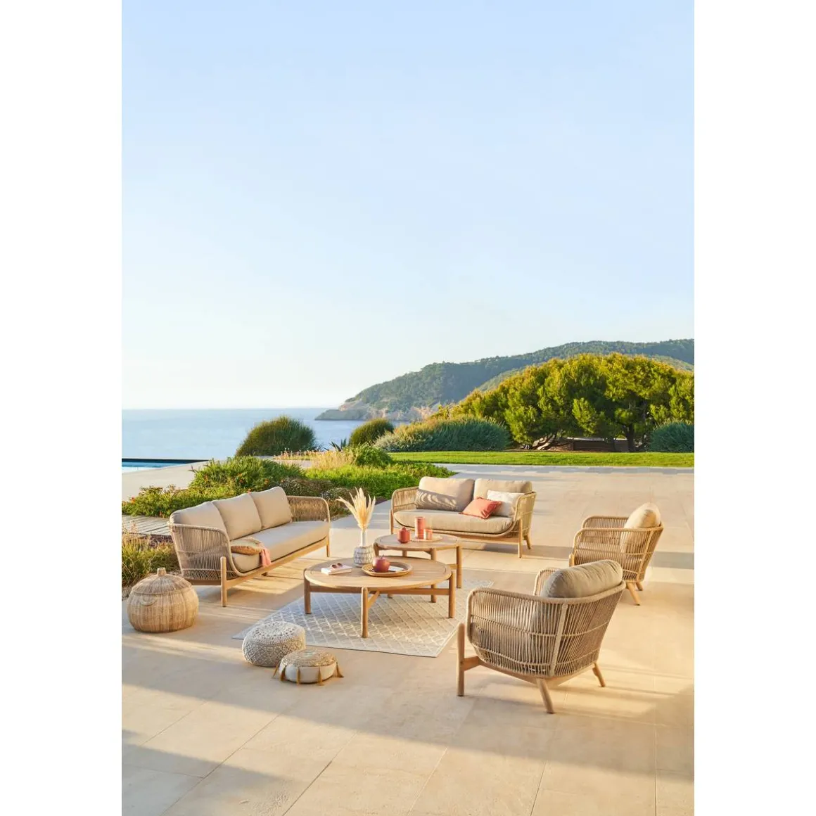 Fauteuil de salon de jardin DEONA Taupe & Acacia