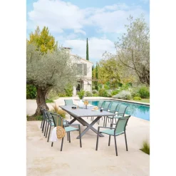 Fauteuil de salon de jardin empilable ESSENTIA Vert olive / Graphite