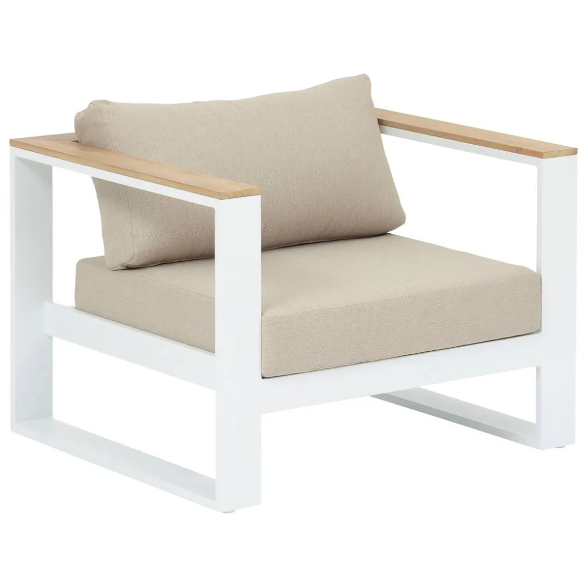 Fauteuil de salon de jardin EMPERIA Beige zébrano, Blanc & Acacia