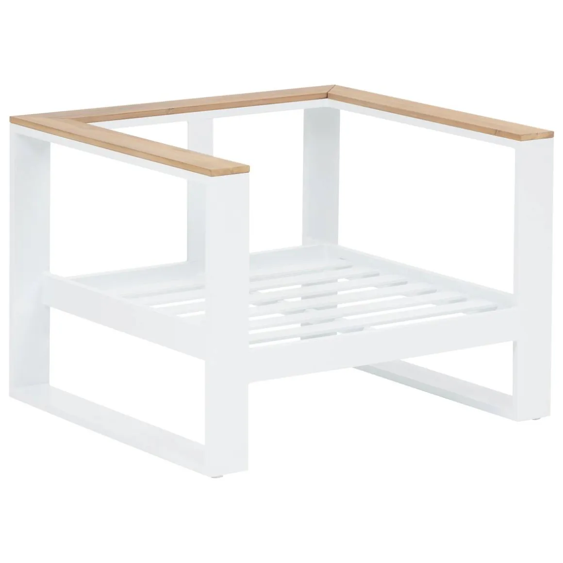 Fauteuil de salon de jardin EMPERIA Beige zébrano, Blanc & Acacia