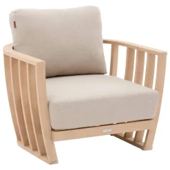 Fauteuil de salon de jardin LEMINDO Eucalyptus & Beige