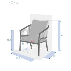 Fauteuil de salon de jardin ORIENGO Taupe & Blanc