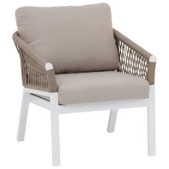 Fauteuil de salon de jardin ORIENGO Taupe & Blanc