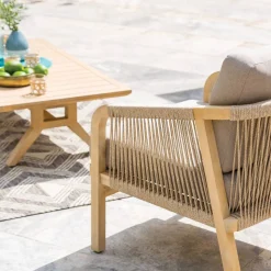 Fauteuil de salon de jardin PAPOUASIE Taupe & Acacia