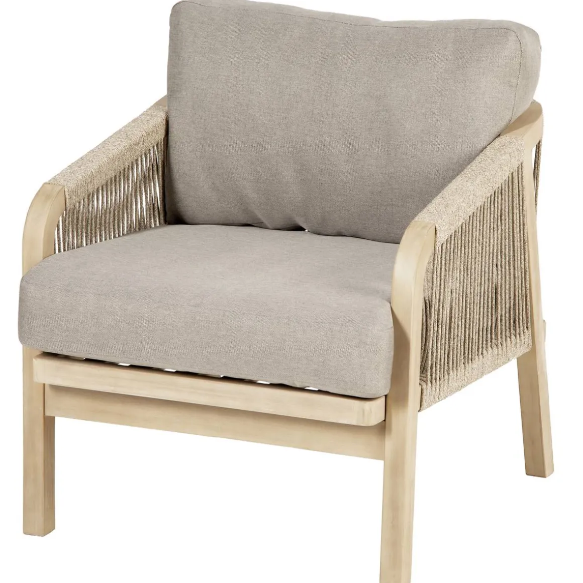 Fauteuil de salon de jardin PAPOUASIE Taupe & Acacia