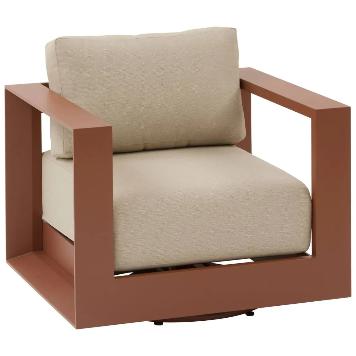 Fauteuil de salon de jardin rotatif ALLURE Beige / Acajou