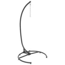 Fauteuil oeuf suspendu ORBIANA Taupe & Blanc + 1 pied réglable PANAO