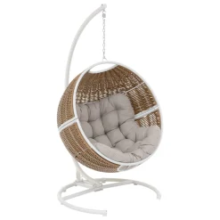 Fauteuil oeuf suspendu ORBIANA Taupe & Blanc