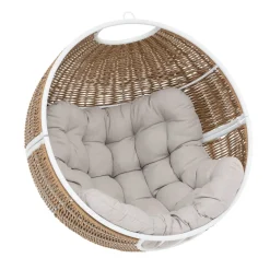 Fauteuil oeuf suspendu ORBIANA Taupe & Blanc
