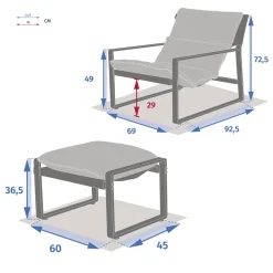 Fauteuil relax de jardin LAMBINIO Blanc & Gris clair