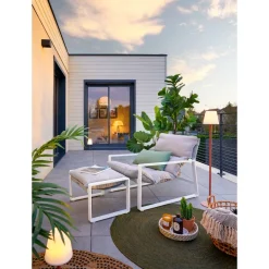 Fauteuil relax de jardin LAMBINIO Blanc & Gris clair