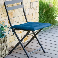 Galette de chaise carrée 4 points KORAI Bleu indigo