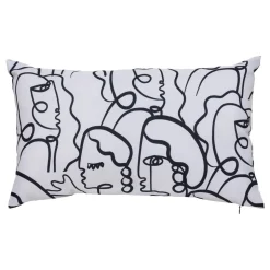 Housse de coussin d'extérieur rectangulaire NOLAN Noir et Blanc