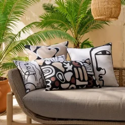 Housse de coussin d'extérieur rectangulaire NOLAN Noir et Blanc