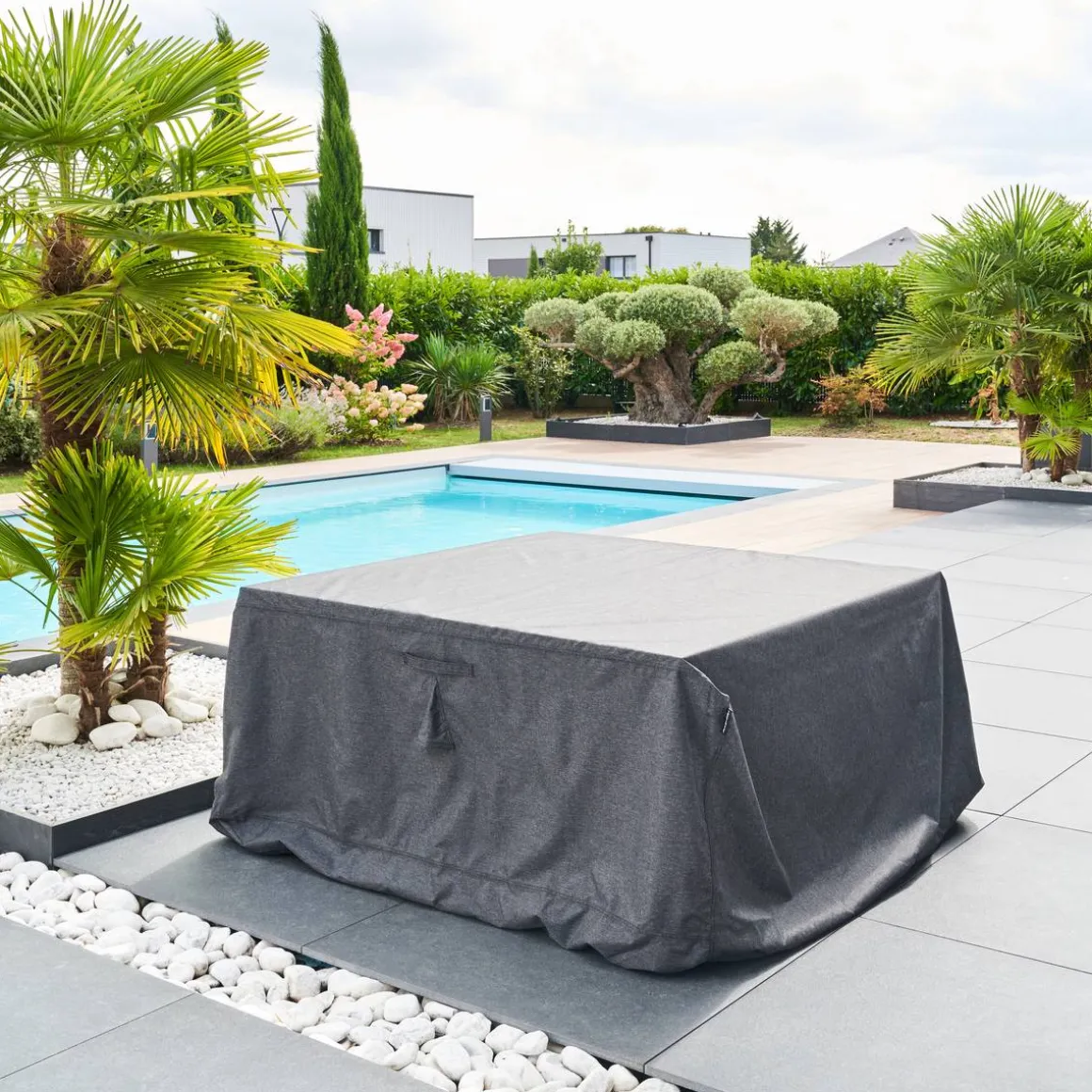Housse de protection HAMBO pour table carrée Gris M