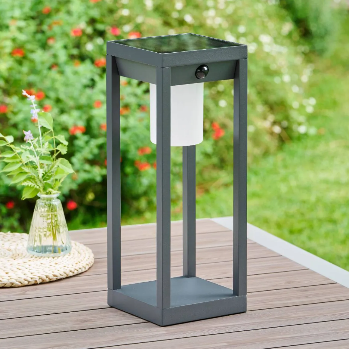 Lanterne solaire à détection de mouvement PIKY Graphite