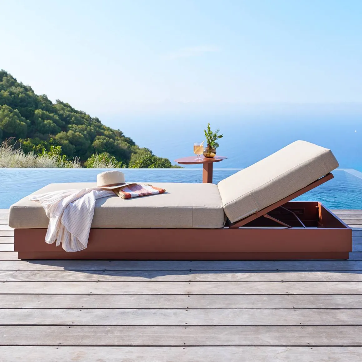Lit de piscine ALLURE Acajou
