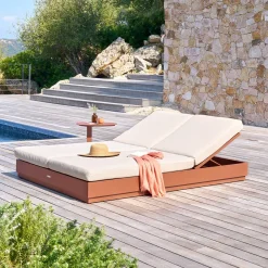 Lit de piscine ALLURE Beige / Acajou