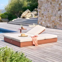 Lit de piscine ALLURE Beige / Acajou